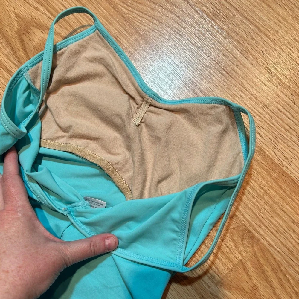 Balera Turquoise Blue Camisole‎ Dance Leotard Pinch Front V-Back Girls Large LC